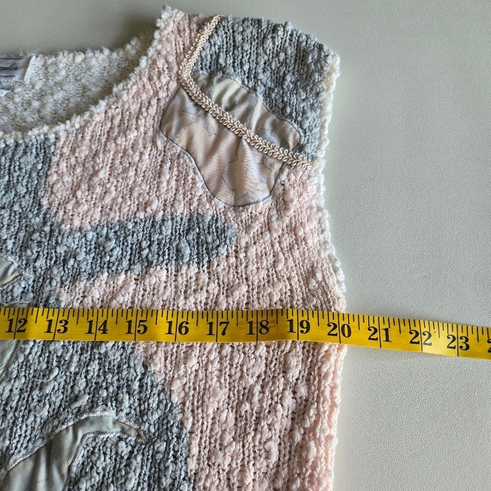 Vtg 90s Margules Floral Chenille Sweater Top Size M Cottage Pastel Grandmacore - Picture 9 of 10
